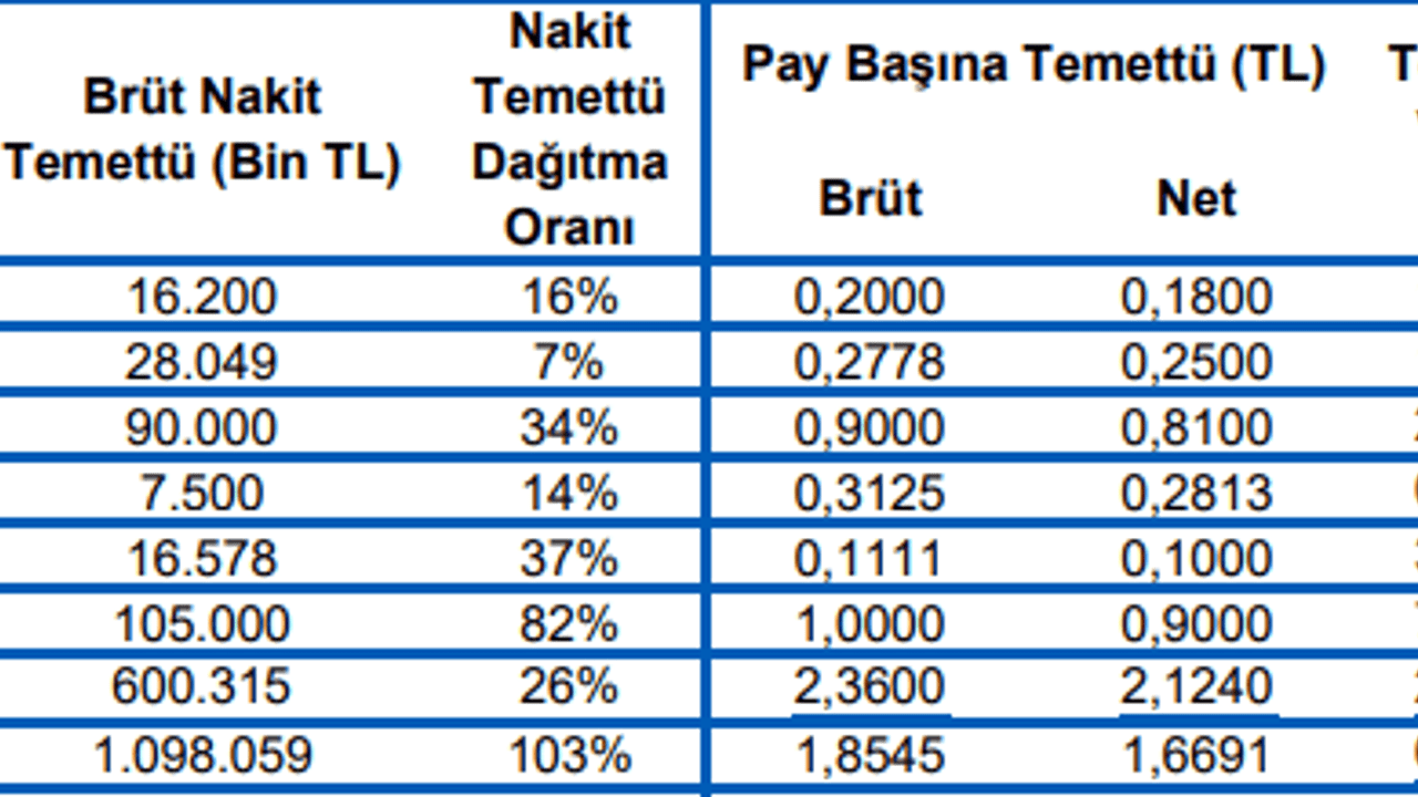 42 Şirketten Temettü Yağmuru!