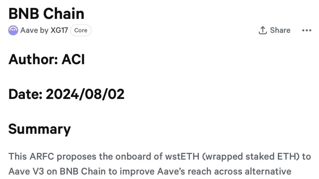 Aave (AAVE) 4 Milyar Dolarlık wstETH'yi BNB Chain'e Getiriyor: Hedefte Yeni Kullanıcılar Var!