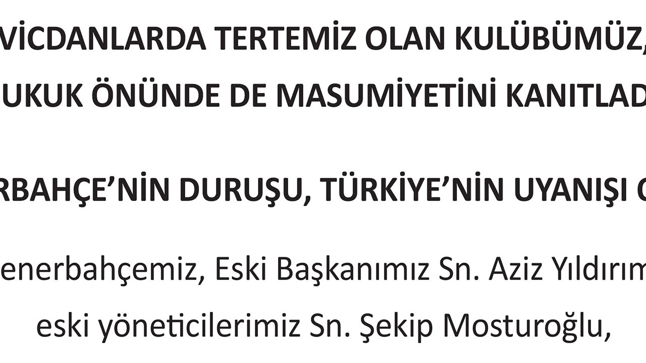 Fenerbahçe'de 1.6 Milyar TL'lik Karar Tescil Edildi